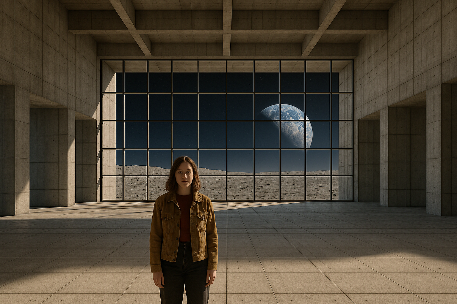 Julia Tschimnywood's lunar studio - The Grand Hall with Earth view, 1980